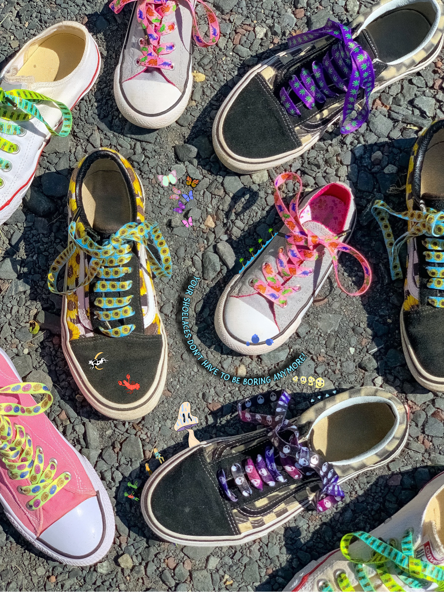 Sneakers with Colorful and Fun Shoelaces 