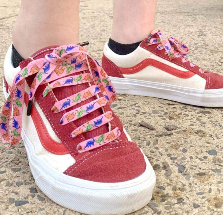 Dinosaur Shoelaces Pink