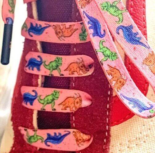 Dinosaur Shoelaces Pink
