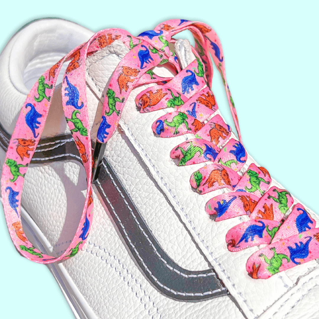 Dinosaur Shoelaces Pink